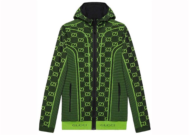 GG Tubular Jersey Zip Jacket Black/Green