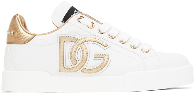 White & Gold Portofino Sneakers